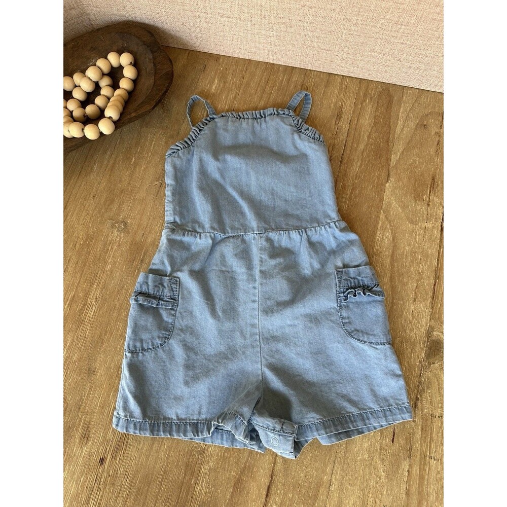 Cat & Jack Toddler Girls’ Light-wash Denim Romper Size 3T